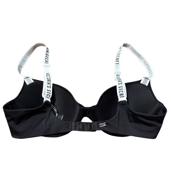 Victoria's Secret Black & White T-shirt lightly lined scoop demi bra 32C - Picture 3 of 8
